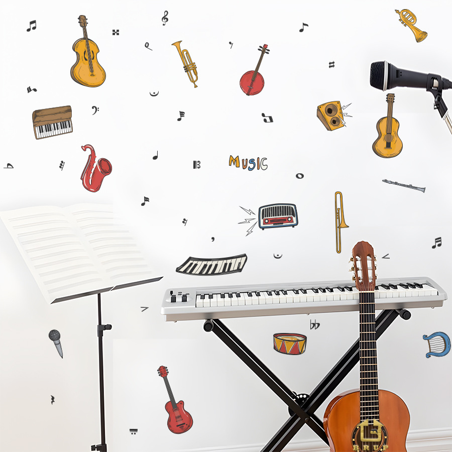 Musical Instrument Diy For Kids - Müzik Aletleri Duvar Sticker DIY Vinil