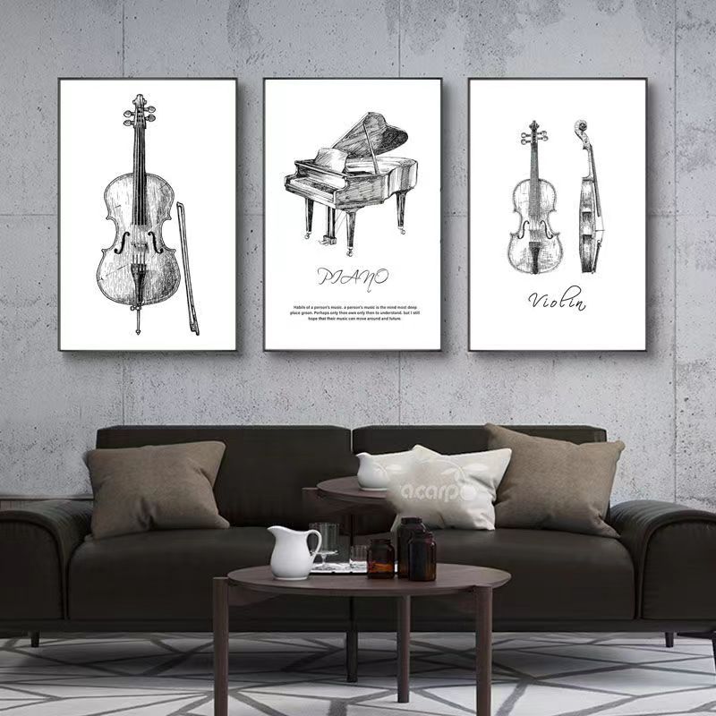 Musical Instrument Manufacturers - Tuval Boyama Modern Minimalist Piyano Keman