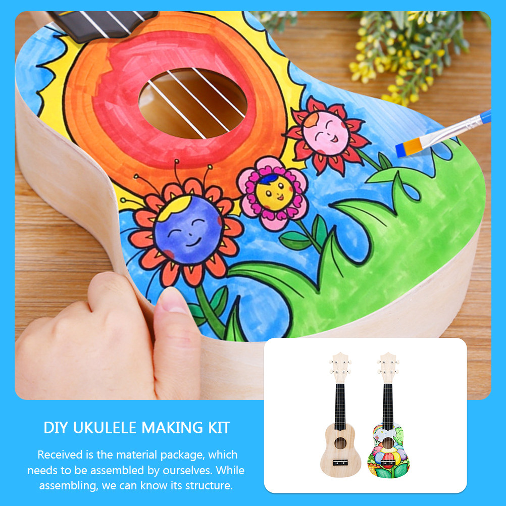 1 Set DIY Ahşap Ukulele Kiti Y - Musical Instrument Diy For Kids incelemesi ve fiyatı